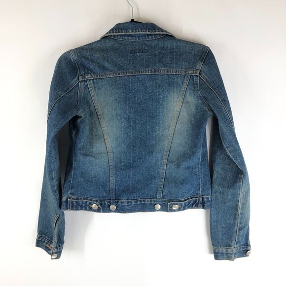 Vero Moda Womens Denim Jacket Vintage Retro Trucker Medium Wash Fading US M - Picture 3 of 5